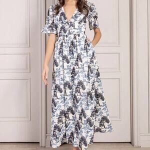 SENLIS Valentine Button Down Maxi Dress Size M